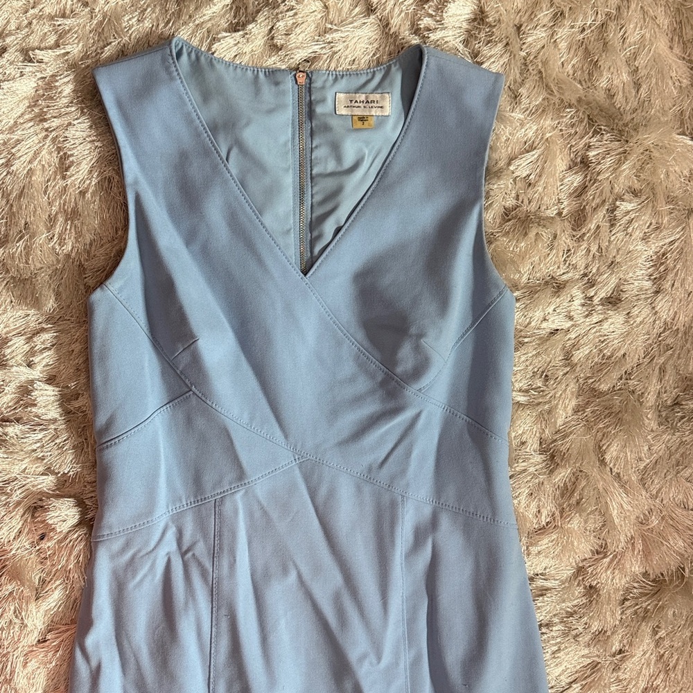 Tahari ASL Light Blue Sleeveless Dress
